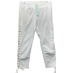 NWT‎ DRESSFO Womens Size White Lace Up Drawstring Stretchy Athleisure Casual